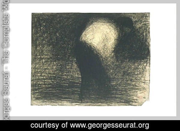 Georges Seurat - At work the land man's face in profile, leaning forward