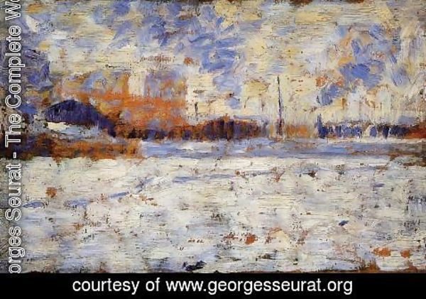 Georges Seurat - Snow Effect Winter In The Suburbs