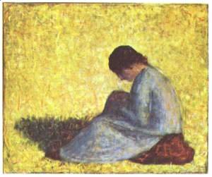 Georges Seurat - On a meadow sitting farmer girl
