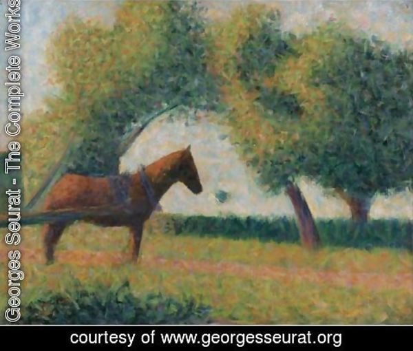 Georges Seurat - Le Cheval Attele Or La Charette Attelee