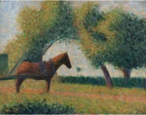 Georges Seurat - Le Cheval Attele Or La Charette Attelee