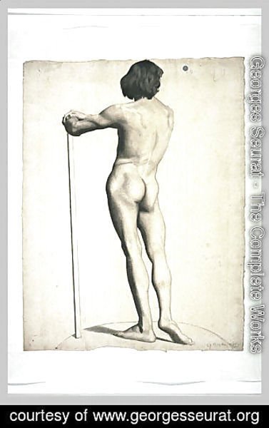 Man standing, leaning on a stick