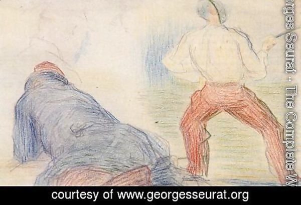 Georges Seurat - Soldier Fencing  Another Reclining